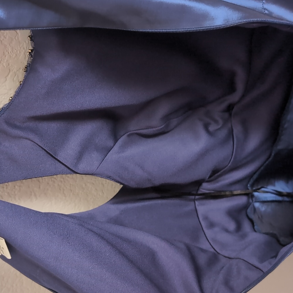 Elegant Sangria Blue Fit & Flare Size 4 Holiday Cocktail Dress Pearls & Pockets - Picture 8 of 9